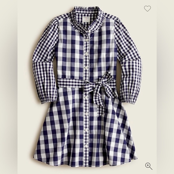 J. Crew Other - Girls j crew puff sleeve shirt dress in mixed navy gingham.  Size 7.